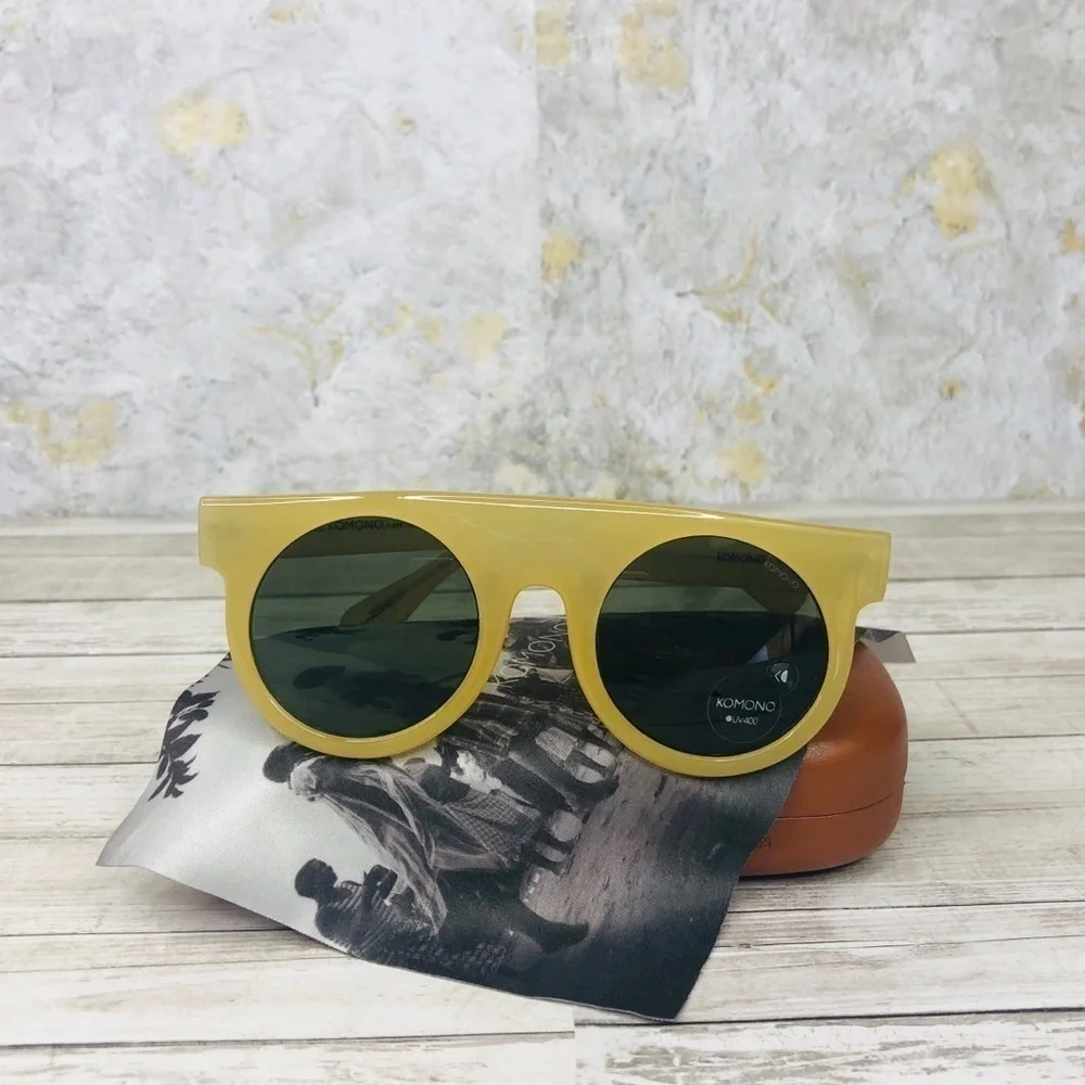 KOMONO Hippolyte Milky Bone Sunglasses NEW shield yellow gold